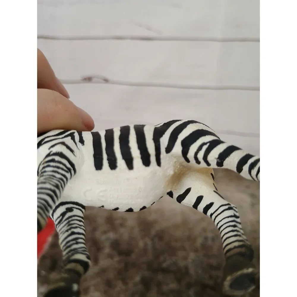 Schleich Zebra Figurine Realistic Animal Toy Collectible Black & White Hand-Pain